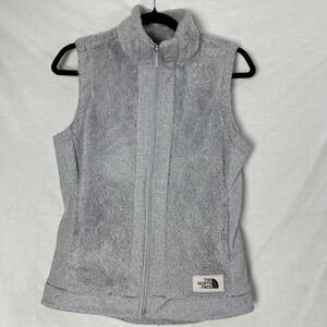 THE NORTH FACE Vest Womens SMALL Fuzzy Fur Osito Fleece Stretchy White Zip